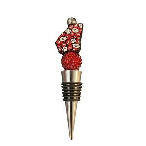 Red and Silver Handmade Georgia Bulldog Wine Bottle Stopper